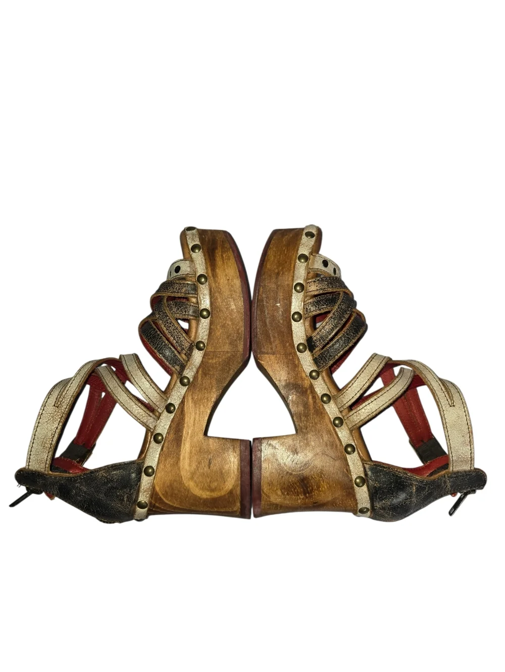 Bed Stu Antonelli Nectar Lux Distressed Leather Wooden Platform Sandals